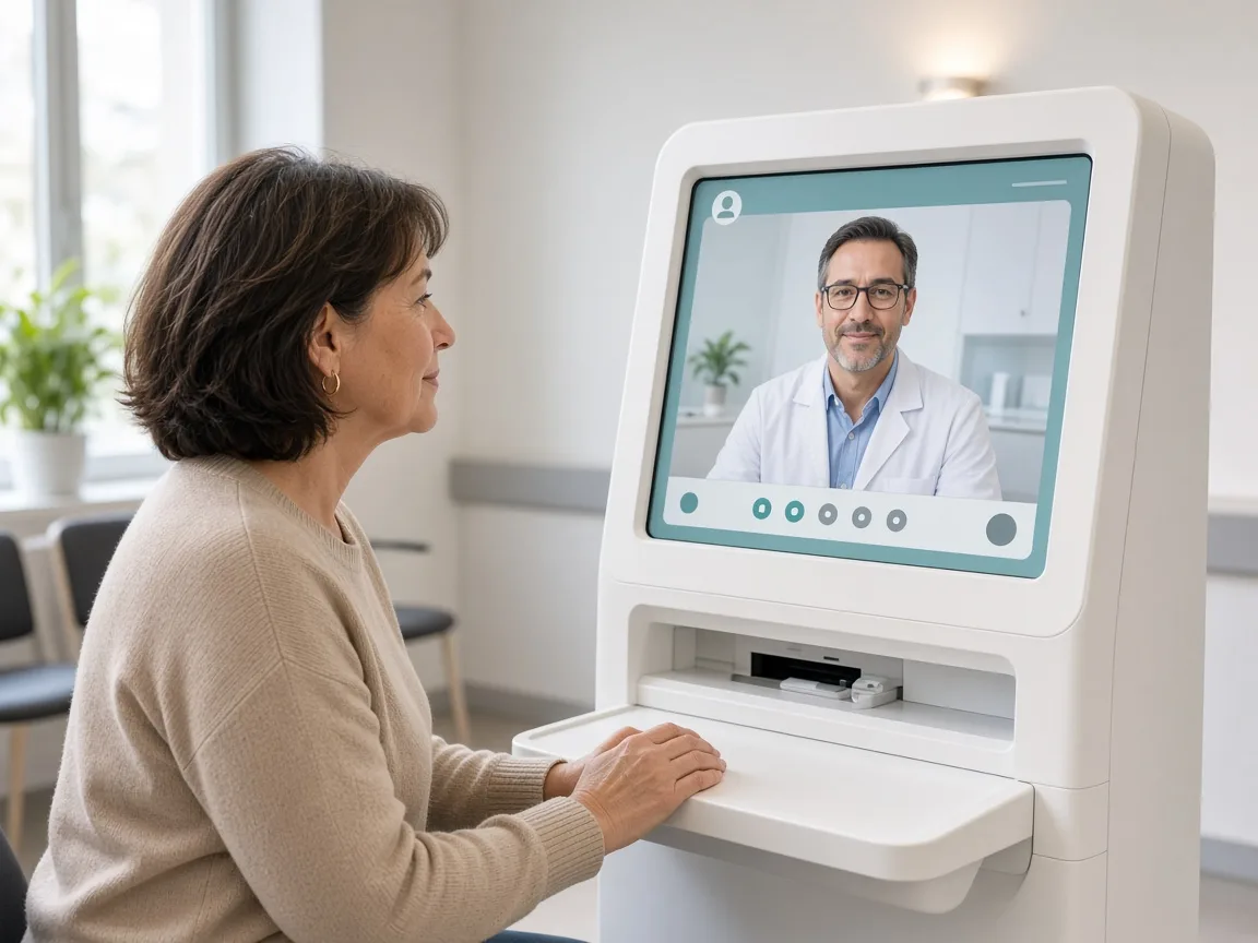 Concept visualization of a consultation on the YPER kiosk, used in place of the overview video.
